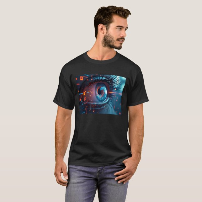 Camiseta preta Quantum Eye masculina (Frente Completa)