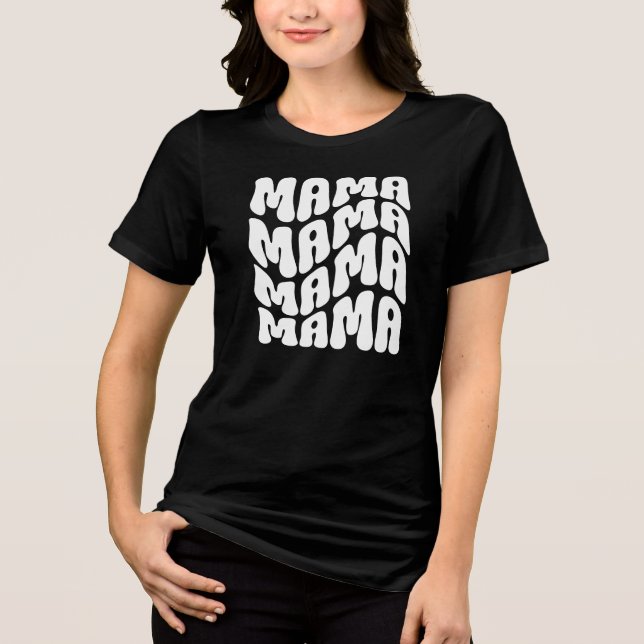 Camiseta Preta Retro Groovy Fofa Mamãe Dia das Mães Mãe (Frente)