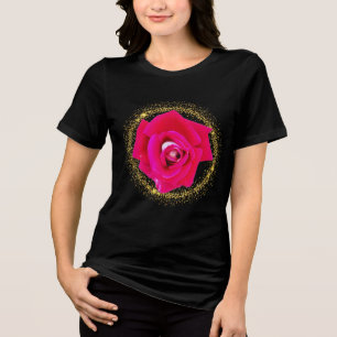 Camiseta Preta Rosa Pink com Halo de Glitter Doura