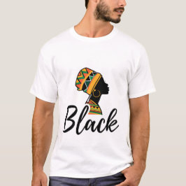 Camiseta Preta Silhueta de Mulher Africana Moderna