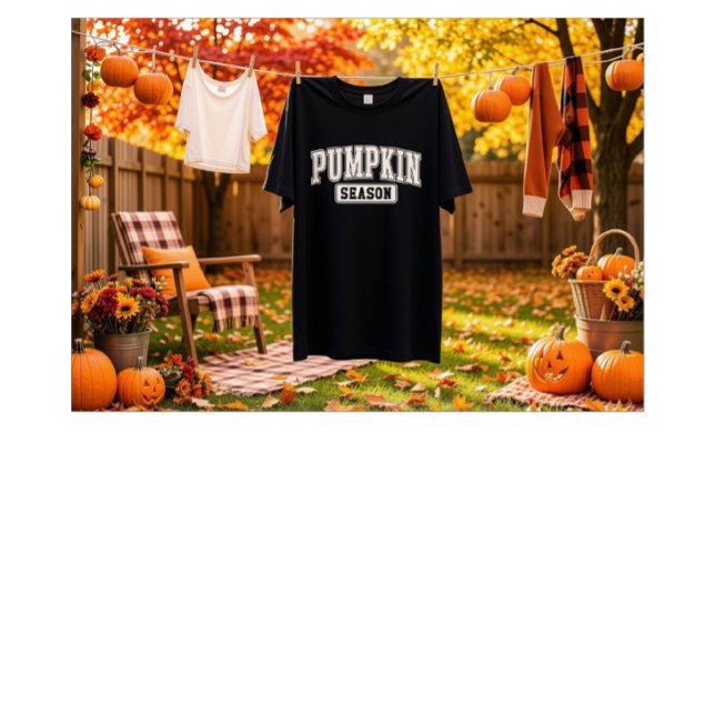 Camiseta Preta Simples de Abóbora de Outono Estilo (Criador carregado)