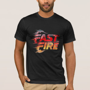 Camiseta Preta Tipografia Corrida Rápida e Fogo Ma