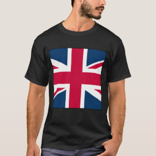 Camiseta Preta Union Jack Grande Versão Quadrada