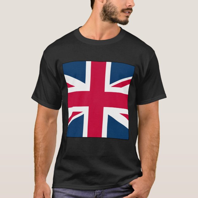 Camiseta Preta Union Jack Grande Versão Quadrada (Frente)