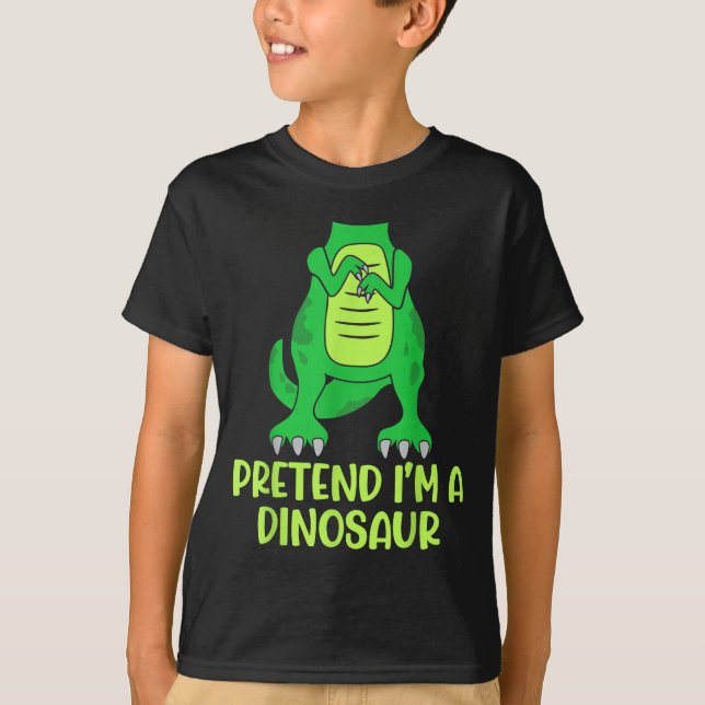 Camiseta Pretend I’m A Dinosaur Costume Lazy Halloween  (Frente)