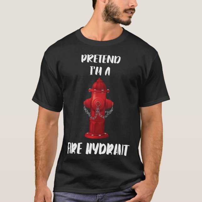 Camiseta Pretend Im A Fire Hydrant Lazy Halloween Costume (Frente)