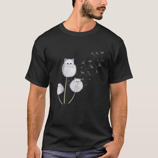 Camiseta Pretending Cat Dandelion Flower Cat Lover Cute Des (Frente)