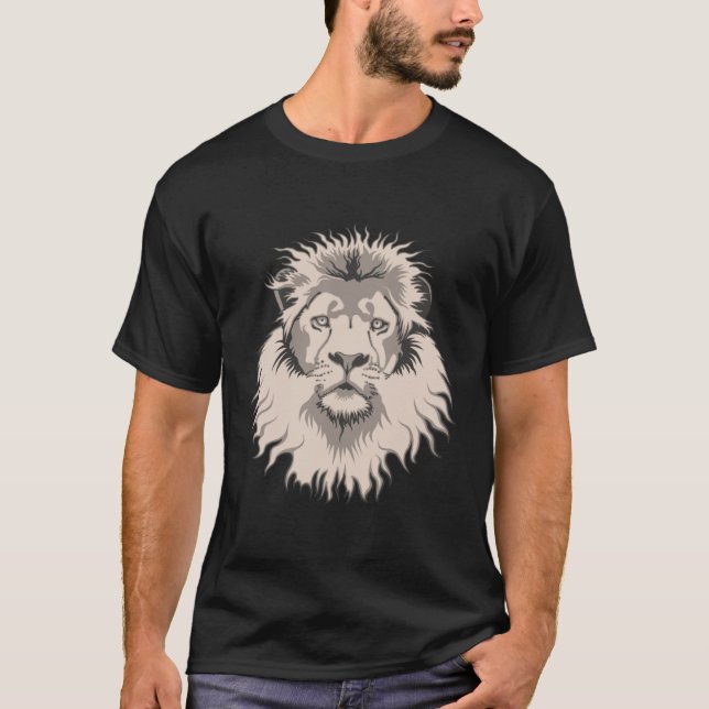 Camiseta Preto básico principal do leão (Frente)