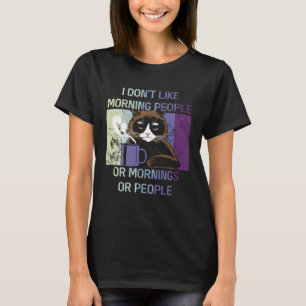 Camiseta Preto Cat I Odeia Manhãs e Pessoas Sentir