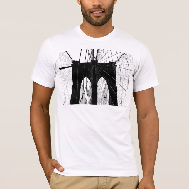 Camiseta Preto da silhueta da ponte de Brooklyn (Frente)