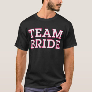 Camiseta Preto de Contorno Cor-de-Rosa da Noiva da Equipe