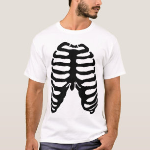 Camiseta Preto de esqueleto humano de Ribcage