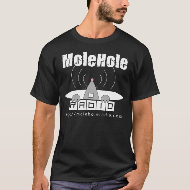 Camiseta Preto de rádio de MoleHole (Frente)