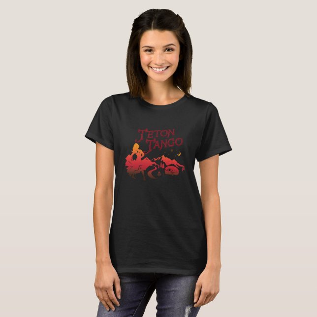Camiseta Preto do design do tango de Teton (Frente Completa)