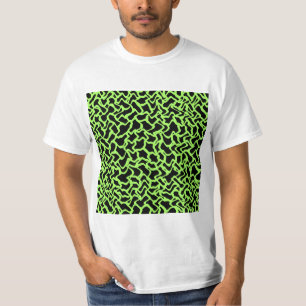 Camiseta Preto do teste padrão e verde de limão gráficos