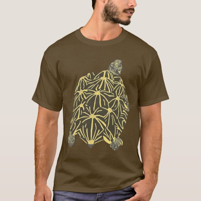 Camiseta preto e amarelo da tartaruga da estrela (Frente)
