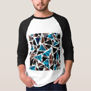 Camiseta Preto e Azul, Poligonal, Abstrato, Geométrico