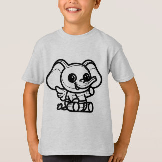 Camiseta PRETO E BRANCO #11 - Elefante bebê de ângulo