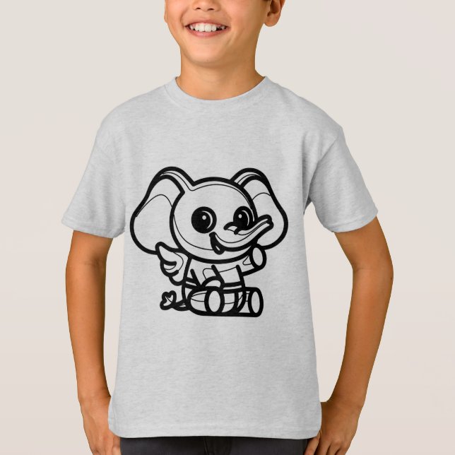 Camiseta PRETO E BRANCO #11 - Elefante bebê de ângulo (Frente)