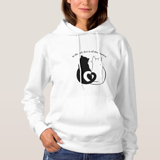 Camiseta Preto e Branco Citando Hoodie Casal (Frente)