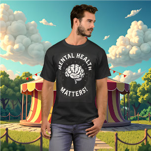 Camiseta Preto e Branco com Cérebro - Assuntos de Saúde Men