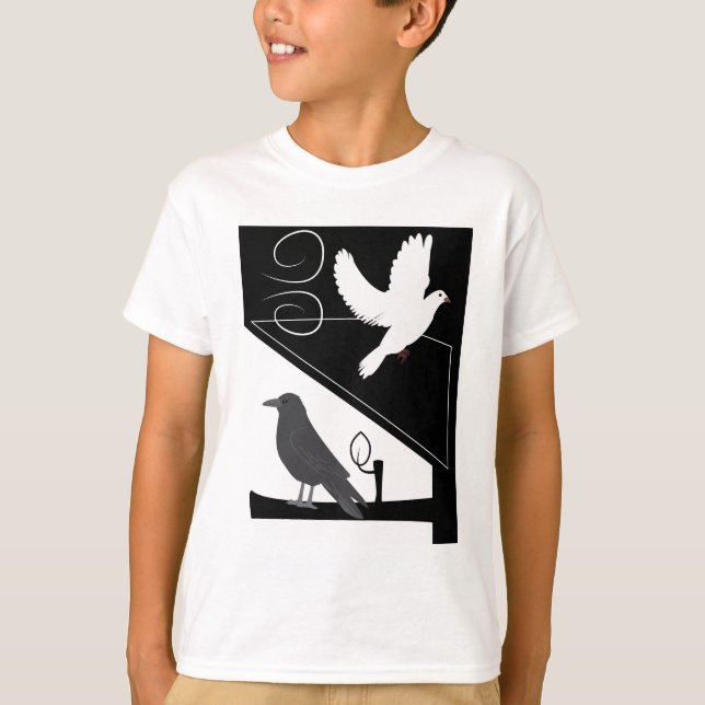 Camiseta Preto e Branco_Corvo e Pomba (Frente)