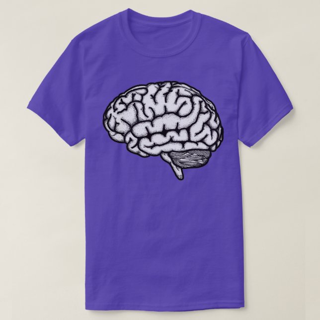 Camiseta Preto e branco do cérebro anatômico (Frente do Design)