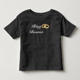 Camiseta Preto e Branco   Dourado Anéis de Casamento