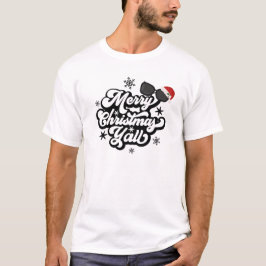 Camiseta Preto e Branco Ilustra Feliz Natal