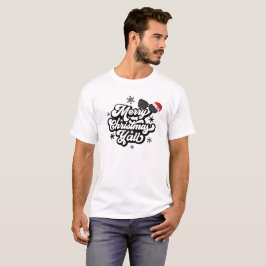 Camiseta Preto e Branco Ilustra Feliz Natal