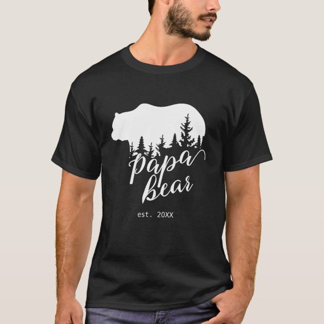 Camiseta Preto e branco - Papa Urso Personalizado (Frente)