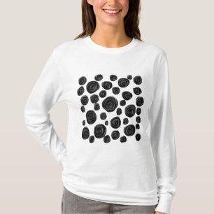 Camiseta Preto e branco, teste padrão dos rosas
