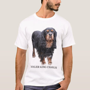 Camiseta Preto e cão descuidado do rei Charles de Brown