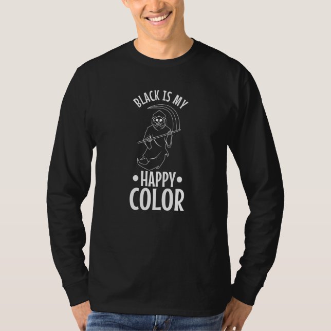 Camiseta Preto é minha cor feliz Ceifeira (Frente)
