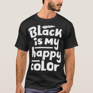 Camiseta Preto é minha cor feliz dizendo humor