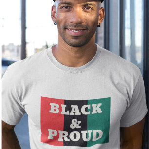 Camiseta Preto e Orgulhoso em cores vermelhas, pretas e ver