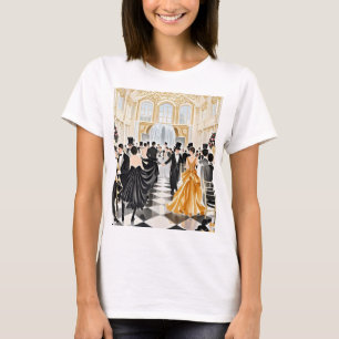 Camiseta Preto e ouro, luxo rico, estilo Moulin Rouge