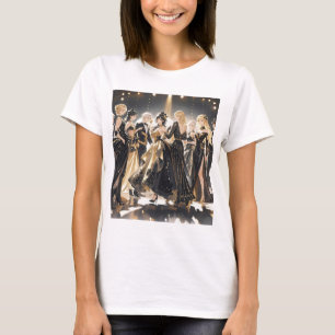 Camiseta Preto e ouro, luxo rico, estilo Moulin Rouge