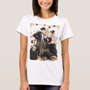 Camiseta Preto e ouro, luxo rico, estilo Moulin Rouge