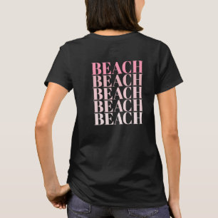 Camiseta Preto e Rosa Slogan Vibes de Praia 