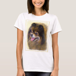 Camiseta Preto e Tan de Pomeranian que pintam a arte