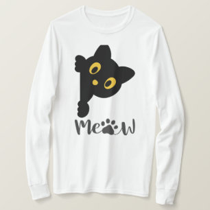Camiseta Preto Engraçado Olhos Amarelos