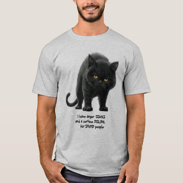 Camiseta Preto Irritado Eu Tenho Problemas De Raiva Humoros (Frente)