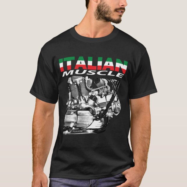 Camiseta Preto italiano do músculo (Frente)