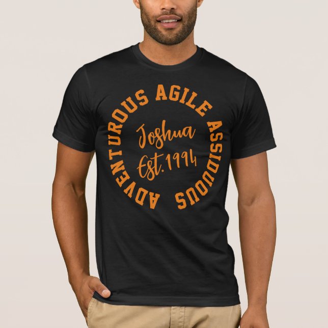 Camiseta Preto "Joshua Adventrous Agile Assiduus" Personali (Frente)