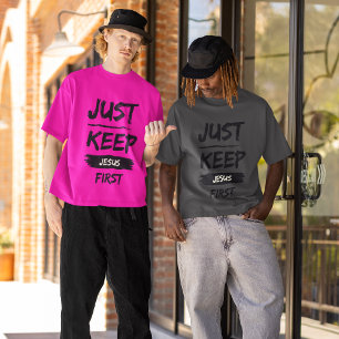 Camiseta Preto, mantenha Jesus primeiro