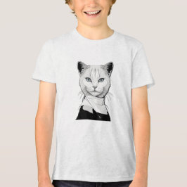 Camiseta Preto Místico e Branco Gato de Salem