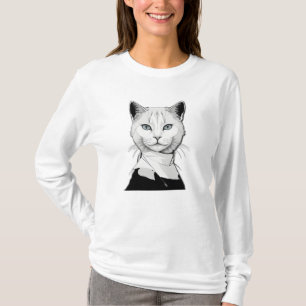 Camiseta Preto Místico e Branco Gato de Salem
