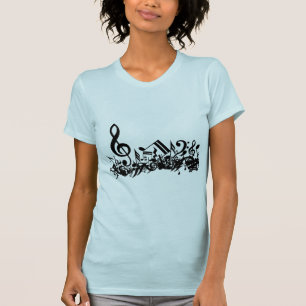 Camiseta Preto misturado das notas musicais