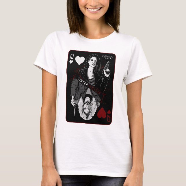 Camiseta Preto órfão | Sarah & Helena - irmã/Sestra (Frente)